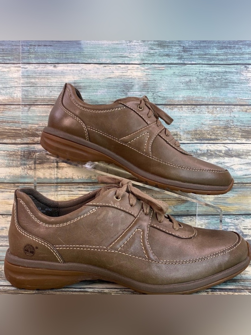 Timberland Sneakers Womens 7M Brown Leather Lace Up Casual Walking Comfort Shoes